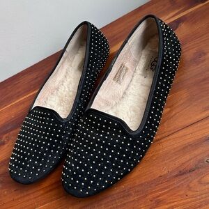 UGG Alloway Studded Black Suede Flats Slip On // Black // Women's Shoes Size 9